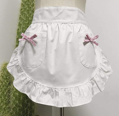 CRB Fashion Waist Apron Kitchen Cooking Restaurant Cotton Bistro Half Aprons with Pockets For Woman