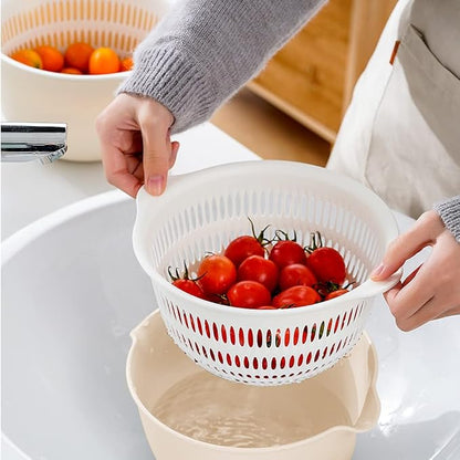 2 in 1 Kitchen Colander Set with Bowl Strainer (2 Sets 2.5 Qt),BPA Free Plastic Fruits and Vegetable Washing Basket,Dishwasher Friendly Double Layered Drain Basin,for Pasta Salad Berry Cleaning Mixing - Image 8