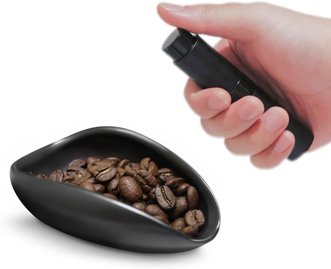 Coffee Bean Dosing Cup and Spray Bottle Set, Ceramic Single Dosing Tray for Coffee&Tea, Dosing Vessel Espresso Accessories for Coffee Bar, Black by patiparrto