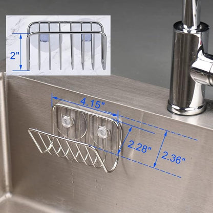 Toplife Sponge Holder for Kitchen Sink, Stainless Steel Suction Cup Sponge Caddy - Silver - 2 Pack - Image 3
