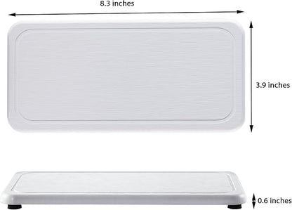 NiuYichee 2 Pcs Water Absorbing Stone Trays, Kitchen/Bathroom Sink Soap Dish, Diatomite Tray Used for Hand Soap & Cosmetic Bottles in The Modern Home, 4" W x 8.3" L, White