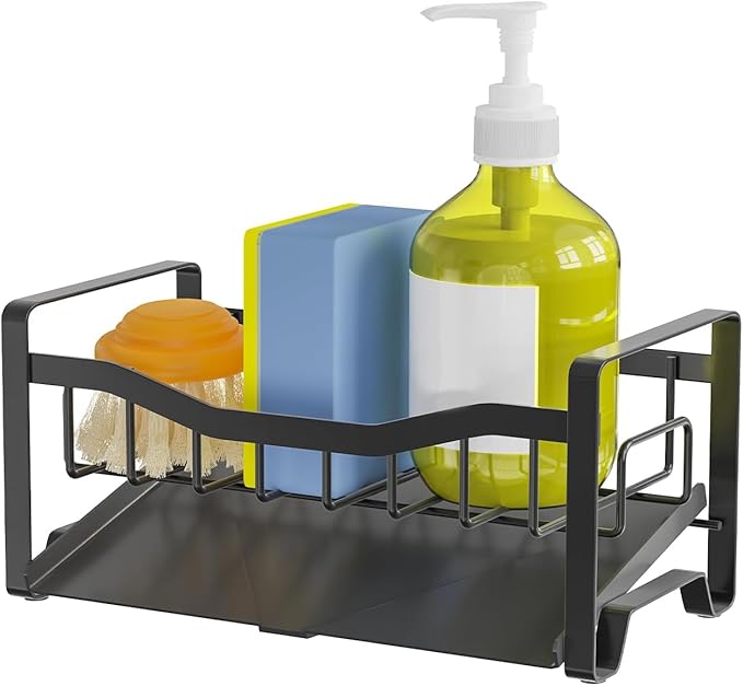 Maifan Stainless Steel Kitchen Sink Caddy Organizer with Auto Drain Tray, Sponge Holder for Countertop Storage - Image 7