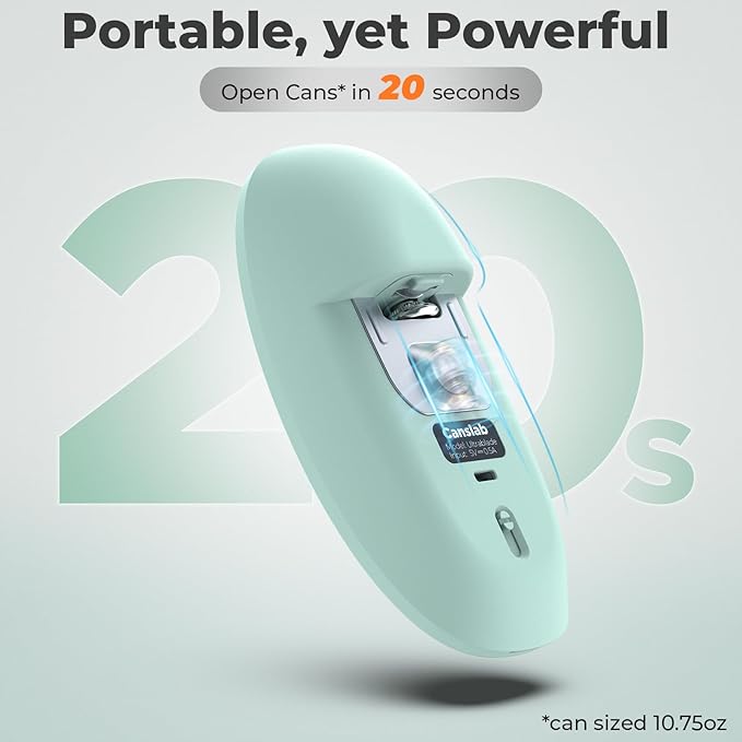 Canslab Ultrablde SE - USB Rechargeable Electric Can Opener for Kitchen for Seniors with Arthritis- Cordless Battery Powered Automatic, Side Cut, Smooth Edge, Handsfree, for Small or Large Cans, Teal - Image 3