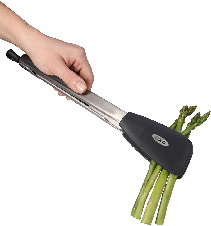 OXO Good Grips Large Silicone Flexible Turner, Stainless Steel & Good Grips Silicone Flexible Tongs Stainless,Black, - Image 3