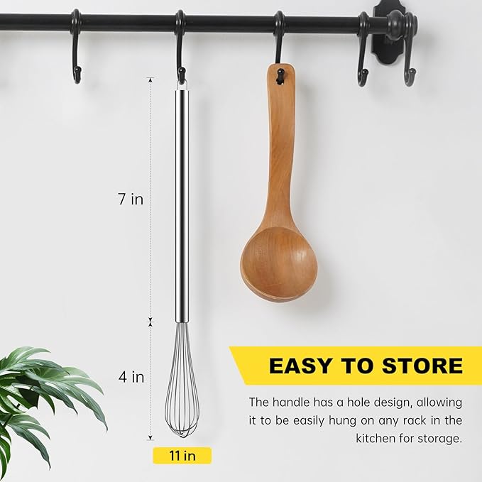 NileHome Mini Whisks Stainless Steel Whisk 11" Kitchen Small Wisk Balloon Wire Tiny Whisks for Cooking, Whisking, Blending, Beating, Stirring - Image 2