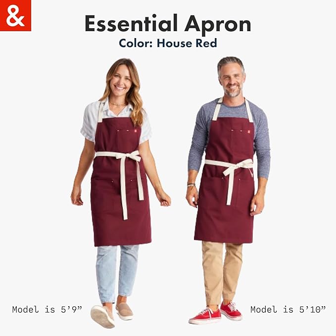 hedley & bennett Essential Apron - Professional Chef Apron with Pockets & Adjustable Bib Strap for Cooking & Grilling