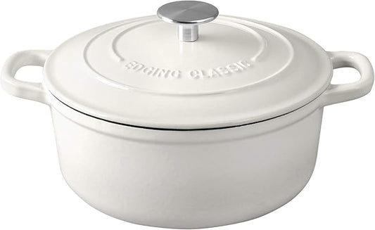 EDGING CASTING Cast Iron Dutch Oven With Lid Round Pot Enameled Covered for Bread Baking, 7 Quart, White by EDGINGCOOKWARE