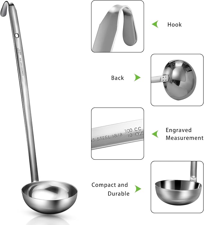 meekoo Stainless Steel Ladle Soup Handle Ladle with Pouring Rim for Kitchen Cooking Soup Sauce - Image 5