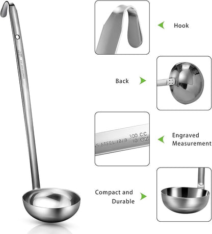 meekoo Stainless Steel Ladle Soup Handle Ladle with Pouring Rim for Kitchen Cooking Soup Sauce - Image 5