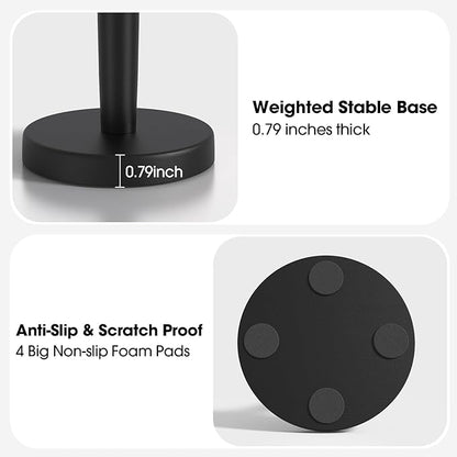 KitchLife Wooden Paper Towel Holder Countertop - Solid Freestanding Paper Towel Dispenser Stand with Anti-Skid Base (Black) - Image 3