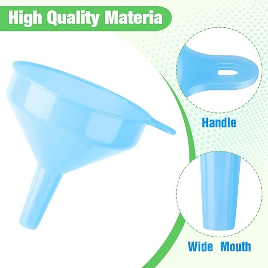 Honeydak 24 Pcs Plastic Funnels 4.7 Inch Wide Mouth Multi-Purpose Funnels with Long Reaching Spout for Filling Bottles Mason Jars Science Lab Use Funnel for Liquid (Pink,Blue,Green) - Image 3