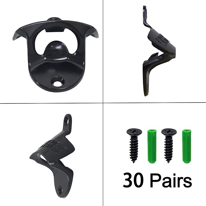 30 Packs Black Bottle Top Opener Wall Mounted Beer Cap Opener Stainless Bulk for DIY Wooden Crafts - Image 5