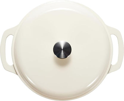 Amazon Basics Enameled Cast Iron Dutch Oven Pot with Lid, Dual Handles, Heavy-Duty, Oven Safe for Stews, Roasting, Baking, 7.3-Quart, White - Image 3