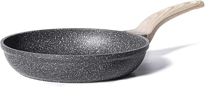CAROTE Non Stick Frying Pan Skillet, Omelet Pan, Healthy Non Toxic Granite Chef Pan, Induction Compatible Egg Frying Pan with Heat-Resistant Handle, PFOA-Free,Black, 10" - Image 8