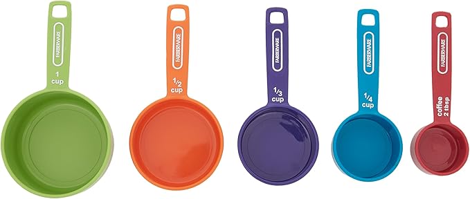 FARBERWARE 5-Piece Measuring Cup Set with Coffee Scoop, Durable Plastic Nesting Measuring Cups with Easy-Read Markings, BPA-Free, Dishwasher Safe - Image 9