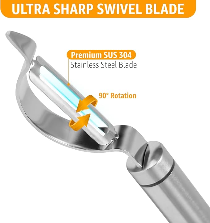 Potato Peeler Stainless Steel, Curved Multifunctional Vegetable Peeler for Kitchen, Peeler Knife Ultra Sharp Blade, Fruit & Veggie Food Peeler, Eye Remover, Hang Loop