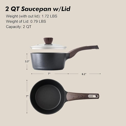 SENSARTE Nonstick Sauce Pan with Lid, 2.0 Quart Small Saucepan, Multipurpose Cooking Pot with Stay Cool Handle, Non toxic Kitchen Sauce Pot, Non stick Small Pot, Induction Comptable, PFOA Free - Image 7