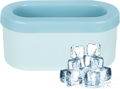 LUEXBOX Cylinder Ice Cube Mold Ice Trays, Silicone Ice Bucket, Portable Ice Cube Maker, Press-Type Easy-Release Ice Cup (Blue Large)