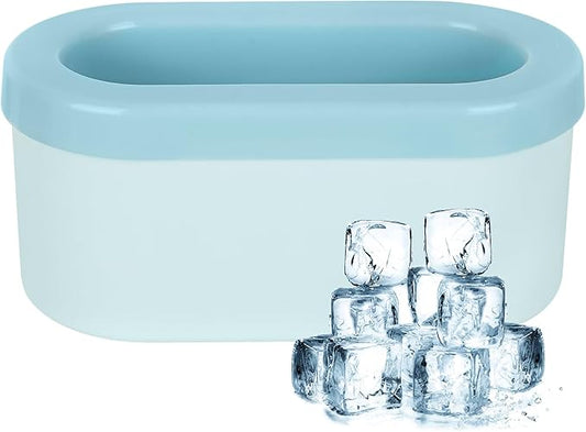 LUEXBOX Cylinder Ice Cube Mold Ice Trays, Silicone Ice Bucket, Portable Ice Cube Maker, Press-Type Easy-Release Ice Cup (Blue Large)