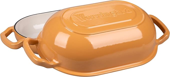 VORRINGARD Enameled Cast Iron Sourdough Bread Oven, Dutch Oven, Loaf Cast Iron Bread Pan for Homemade Bread Baking, Meatloaf Pan with Lid, 5QT, Yellow - Image 4