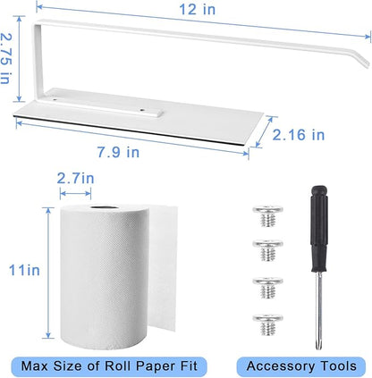 Magnetic Paper Towel Holder for Fridge, Toilet Paper Roll Holder Magnetic Paper Towel Rack Wall Mount Fridge Organizer for Papers Towels Roll Bathroom Toilet Garage RV Decor Kitchen Organization White - Image 2