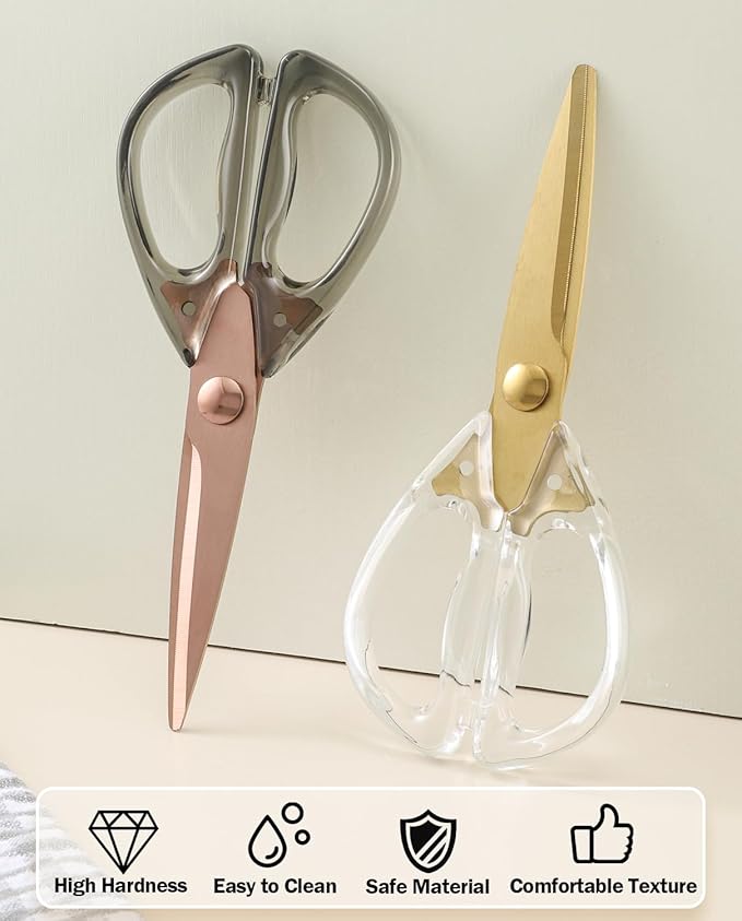Kitchen Shears Scissors&Sharp Scissors, ARCHIKING 8.0inch Cooking Scissor-Meat and Poultry Shears, Dishwasher Safe, Acrylic Handel Scissors All Purpose Stainless Steel Utility Scissor (White) - Image 7