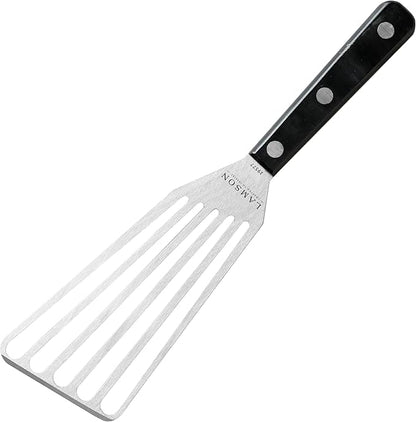 Lamson Metal Spatula Slotted Turner - 3' x 6" Stainless Flipper with Ultra Durable Handle, Right-Hand - Chef's Frying Fish Turner, Metal Grilling Spatula