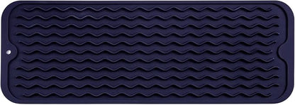 MicoYang Silicone Dish Drying Mat for Multiple Usage,Easy clean,Eco-friendly,Heat-resistant Silicone Mat for Kitchen Counter,Sink,Bar,Bottle,or Cup Navy Blue M 17 inches x 6 inches by MicoYang