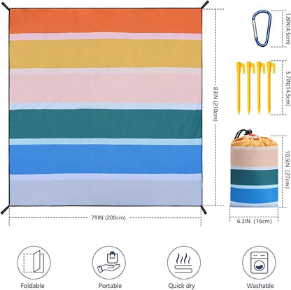 WIWIGO Beach Blanket Waterproof Sandproof Beach Mat 79" X 83"/10'x9'for 2-8 Adults Quick Drying Outdoor Picnic Mat Beach Accessories for Travel, Camping, Hiking - Image 2