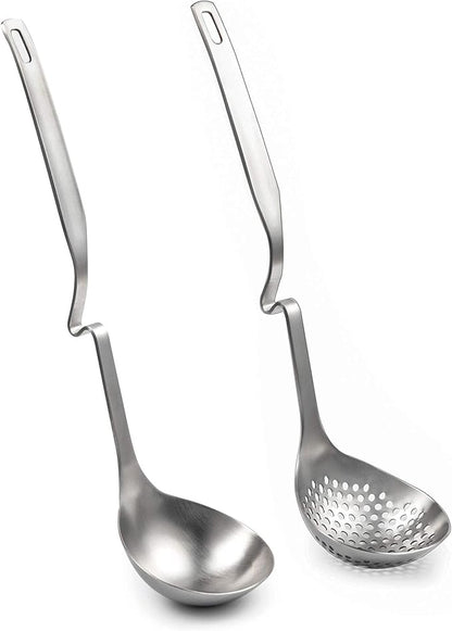 IMEEA Hot Pot Ladle Set Slotted Spoons for Cooking SUS304 Stainless Steel Soup Ladles for Serving, 12-Inch