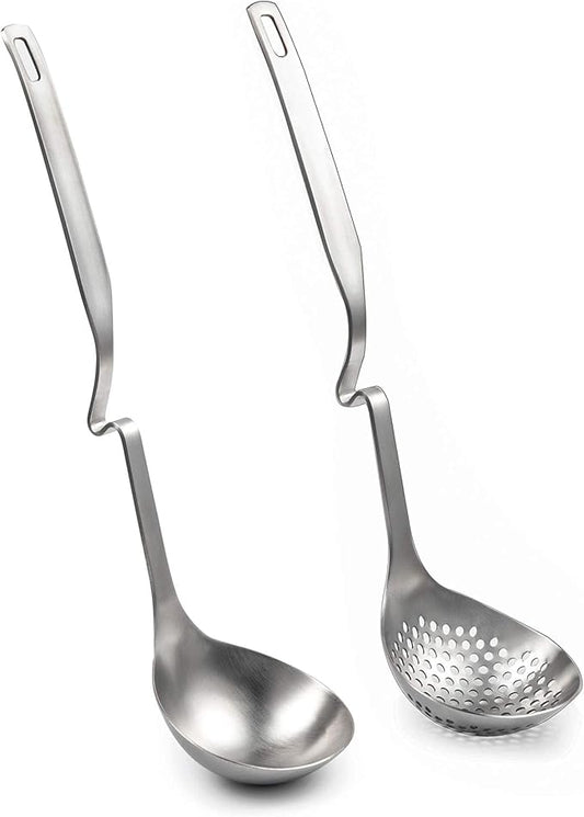 IMEEA Hot Pot Ladle Set Slotted Spoons for Cooking SUS304 Stainless Steel Soup Ladles for Serving, 12-Inch