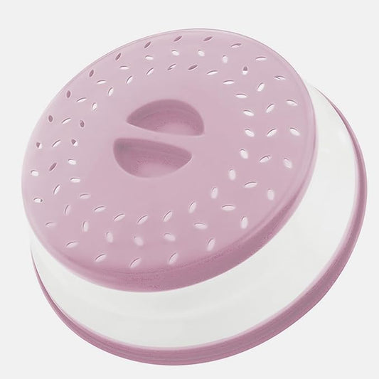 Collapsible Microwave Splatter Cover, Microwave Plate Cover With Steam Vent(10.5 IN,Light purple)