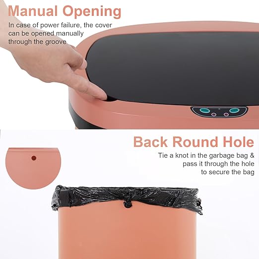 FDW Garbage Can 13 Gallon 50 Liter Kitchen Trash Can for Bathroom Bedroom Home Office Automatic Touch Free High-Capacity with Lid Waste Bin - Image 5