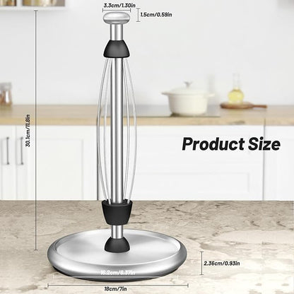 VEHHE Simply Tear Paper Towel Holder Countertop with EVA Non-Slip Pad, Damping Function Paper Towel Stand with Weighted Base for Bathroom and Kitchen (Silver) - Image 4