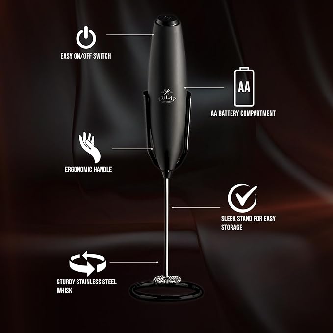Zulay Kitchen Executive Series Milk Frother Wand - Upgraded & Improved Stand - Ideal Coffee Gift - Coffee Frother Handheld Foam Maker For Lattes - Electric Milk Frother Handheld For Cappuccino - Image 5