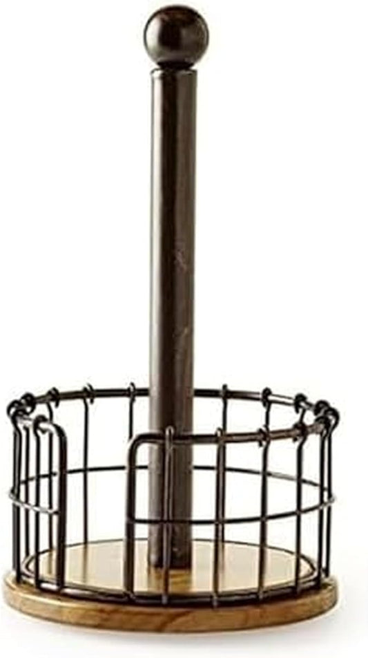 Pfaltzgraff Anvil Wire And Acacia Wood Paper Towel Holder, 13.25-Inch, Antique Black by Pfaltzgraff