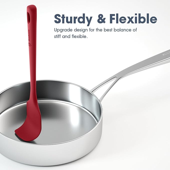 ChefAide 5 Pieces Silicone Spatula Set, Food Grade Rubber Spatula, Upgrade Strong Handle with Ergonomic Grip, Heat Resistant Up to 600°F for Nonstick Cookware, Cooking - Image 3