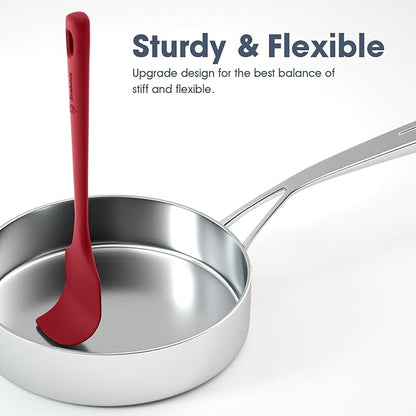 ChefAide 5 Pieces Silicone Spatula Set, Food Grade Rubber Spatula, Upgrade Strong Handle with Ergonomic Grip, Heat Resistant Up to 600°F for Nonstick Cookware, Cooking - Image 3