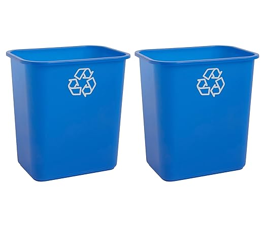 United Solutions 7 Gallon / 28 Quart Space Saving Recycling Bin, Fits Under Desk and Small, Narrow Spaces in Commercial, Kitchen, Home Office, and Dorm, Easy to Clean, (Pack of 2), Recycle Blue by UNITEDSOLUTIONS