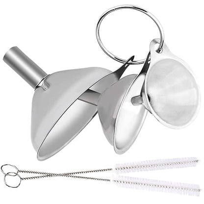 Metal Stainless Steel Funnel, Large Medium Small Funnel Set of 3, Food Grade Mini Funnels for Kitchen Use Filling Bottles Flask Cooking, 2 Brushes YLYL - Image 7