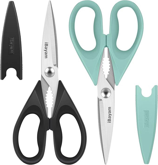iBayam All Purpose Kitchen Shears Heavy Duty - Stainless Steel Kitchen Shears With Protective Sheath, Soft Grip Handle, Food & Meat Scissors, Home, Kitchen, Dining Utility Gadgets/Essentials/Utensils by iBayamDirect