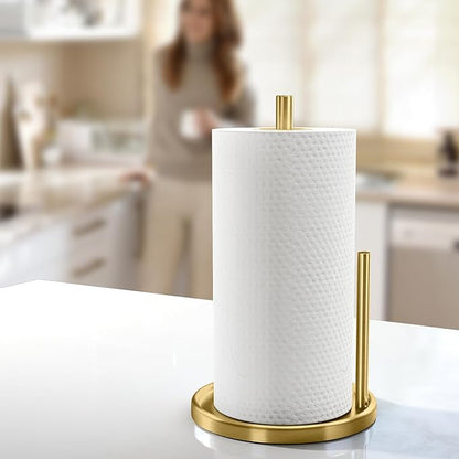 Jesginboo Paper Towel Holder Countertop, Gold Kitchen Paper Towels Holder, Paper Roll Holder with Weighted Base - Image 7