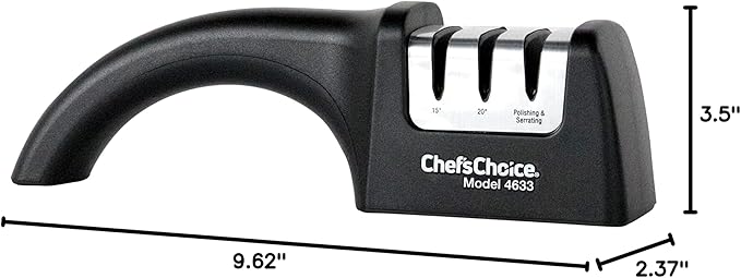 Chef'sChoice Professional Manual Knife Sharpeners AngleSelect for 15- and 20-Degree Straight-Edge and Serrated Knives with Diamond Abrasives Precise Angle Control & Compact Footprint, 2-Stage, Black - Image 8