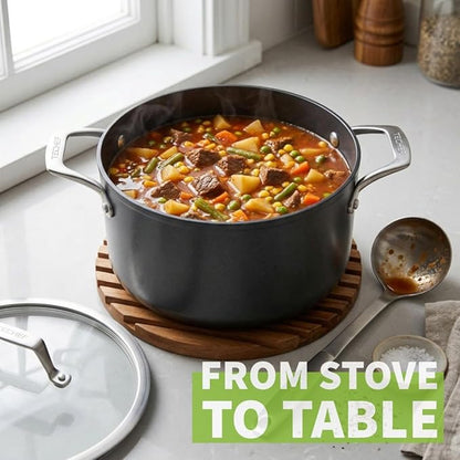 TECHEF - Onyx Collection - 2.8-quart Soup Pot with Glass Lid, coated with New Teflon Platinum Non-Stick Coating (PFOA Free)