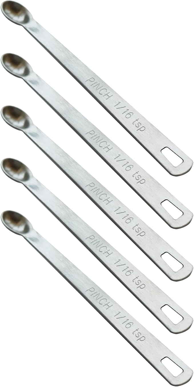 5PCS 1/16 Teaspoon(1/16tsp, 0.31ml, Pinch) Single Tiny Measuring Spoon, Small Individual Stainless Steel Measure Spoons Only by BERYLER