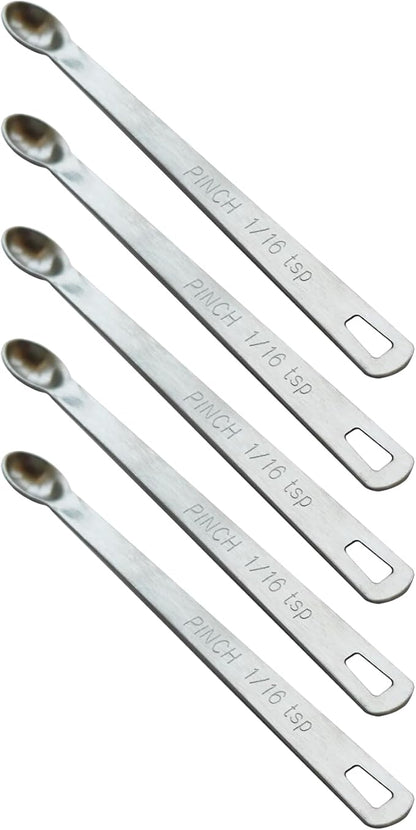 5PCS 1/16 Teaspoon(1/16tsp, 0.31ml, Pinch) Single Tiny Measuring Spoon, Small Individual Stainless Steel Measure Spoons Only by BERYLER