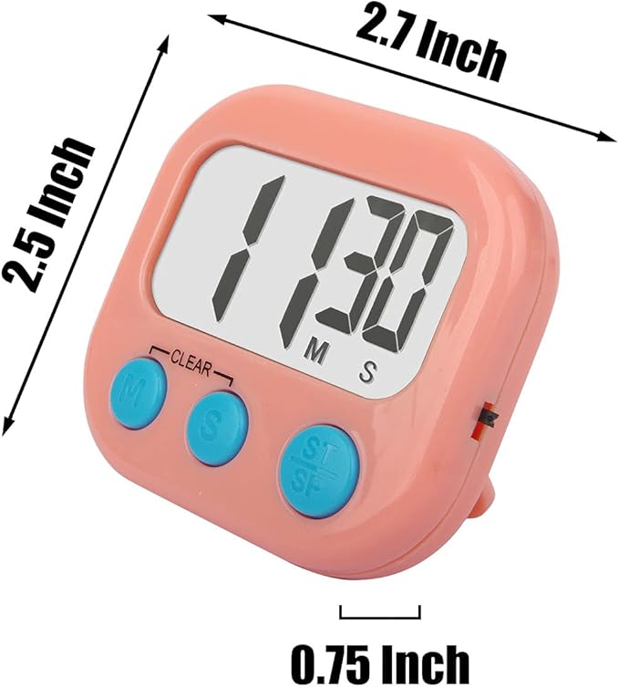 12 Pack Digital Kitchen Timers for Cooking Magnetic Timer for Cooking Loud Alarm Pink - Image 3
