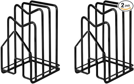 SUNFICON 2 Pack Cutting Board Racks Holders Pot Pan Lids Holders Chopping Board Organizers Thin Bakeware Trays Dry Display Stands Kitchen Countertop Cabinet Office Black by SUNFICON