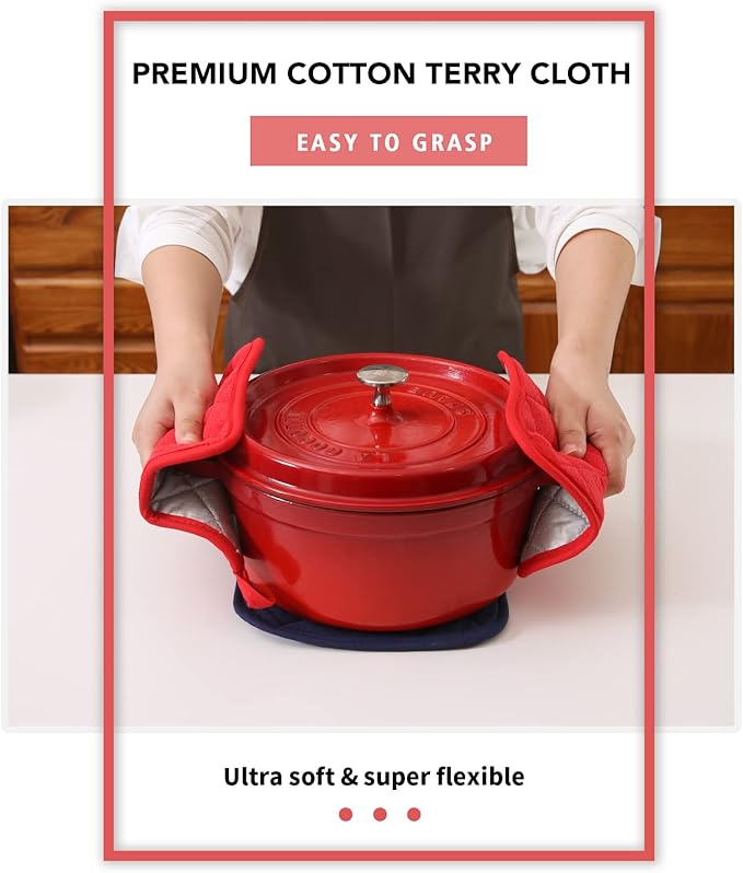 Joyhalo 6 Pack Pot Holders for Kitchen,Cotton Oven Holder with Great Heat Resistance,Non Slip Hot Pads for Kitchen Clearance,Red - Image 5