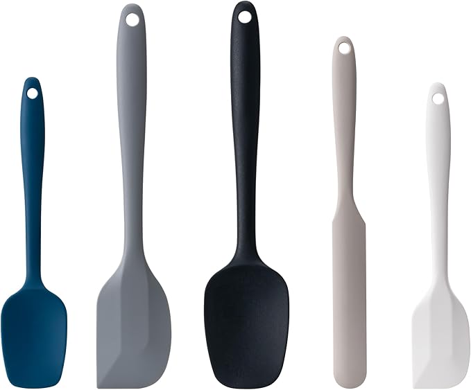 Silicone Spatula Set, 5 Piece Food Grade Rubber Spatulas for Baking, Cooking, and Mixing High Heat Resistant Non Stick Dishwasher Safe BPA-Free (Multicolor2) by Hoewina